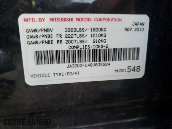 ✅ 2011 Mitsubishi Lancer ES • VIN: JA32U2FU4BU605524 • Lot: 83842585. Wystawiony na Copart z przebiegiem 196 456 mil. Bezpłatny archiwum sprzedaży aukcyjnych z USA i szczegółowy raport historii pojazdu na DreamBid. Zdjęcie 12.