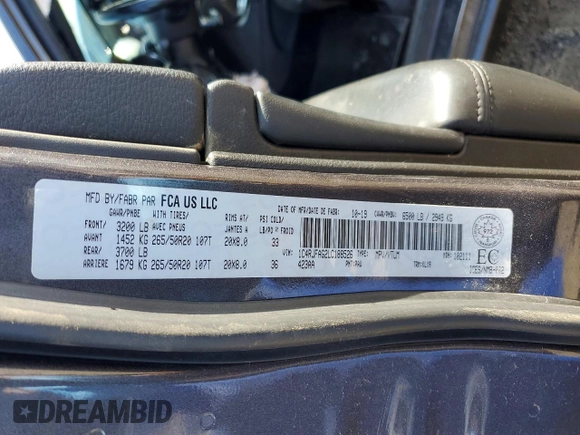 ✅ 2020 Jeep Grand Cherokee Altitude • VIN: 1C4RJFAG2LC188526 • Lot: 47883036. Wystawiony na Copart z przebiegiem Nie podano. Bezpłatny archiwum sprzedaży aukcyjnych z USA i szczegółowy raport historii pojazdu na DreamBid. Zdjęcie 13.