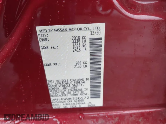 ✅ 2021 Nissan Altima SR • VIN: 1N4BL4CW5MN336572 • Lot: 44395807. Wystawiony na IAAI z przebiegiem 31 789 mil. Bezpłatny archiwum sprzedaży aukcyjnych z USA i szczegółowy raport historii pojazdu na DreamBid. Zdjęcie 9.