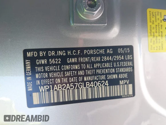 ✅ 2016 Porsche Macan S • VIN: WP1AB2A57GLB40624 • Лот: 43418746. Опубликован ранее на IAAI с пробегом 50 860 миль. Бесплатный доступ к архиву аукционных продаж из США и подробный отчёт об истории автомобиля на DreamBid. Изображение 9.