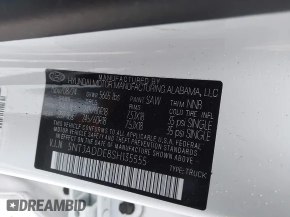 ✅ 2025 Hyundai Santa Cruz SE • VIN: 5NTJADDE8SH135555 • Lot: 43978288. Wystawiony na IAAI z przebiegiem 9 624 mil. Bezpłatny archiwum sprzedaży aukcyjnych z USA i szczegółowy raport historii pojazdu na DreamBid. Zdjęcie 9.
