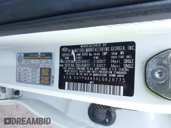 ✅ 2020 Kia Sorento LX • VIN: 5XYPG4A5XLG629775 • Lot: 44373178. Wystawiony na IAAI z przebiegiem 113 101 mil. Bezpłatny archiwum sprzedaży aukcyjnych z USA i szczegółowy raport historii pojazdu na DreamBid. Zdjęcie 9.