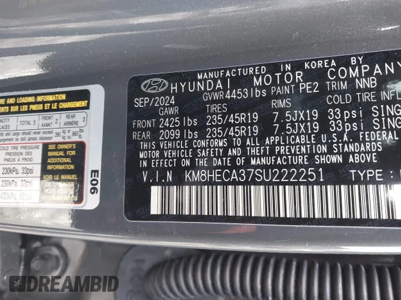 ✅ 2025 Hyundai Kona Limited • VIN: KM8HECA37SU222251 • Lot: 44343587. Wystawiony na IAAI z przebiegiem 12 879 mil. Bezpłatny archiwum sprzedaży aukcyjnych z USA i szczegółowy raport historii pojazdu na DreamBid. Zdjęcie 9.