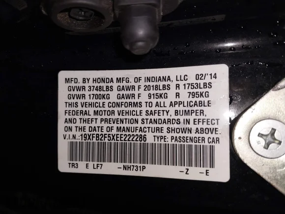 ✅ 2014 Honda Civic LX • VIN: 19XFB2F5XEE222286 • Lot: 43843120. Wystawiony na IAAI z przebiegiem 152 675 mil. Bezpłatny archiwum sprzedaży aukcyjnych z USA i szczegółowy raport historii pojazdu na DreamBid. Zdjęcie 9.