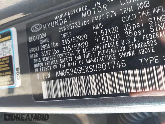 ✅ 2025 Hyundai Palisade XRT • VIN: KM8R34GEXSU901746 • Lot: 43670978. Wystawiony na IAAI z przebiegiem 12 538 mil. Bezpłatny archiwum sprzedaży aukcyjnych z USA i szczegółowy raport historii pojazdu na DreamBid. Zdjęcie 9.