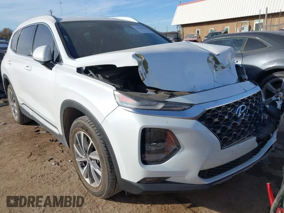 ✅ 2019 Hyundai Santa Fe SEL • VIN: 5NMS33AD7KH032580 • Lot: 43696168. Listed on IAAI with 105,880 mi. Free auction sales archive from the USA and detailed vehicle history report at DreamBid. Image 1.