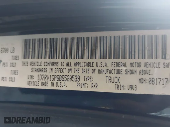 ✅ 2011 Ram 1500 ST • VIN: 1D7RV1GP6BS520539 • Лот: 45588825. Опубликован ранее на IAAI с пробегом 217 363 миль. Бесплатный доступ к архиву аукционных продаж из США и подробный отчёт об истории автомобиля на DreamBid. Изображение 9.