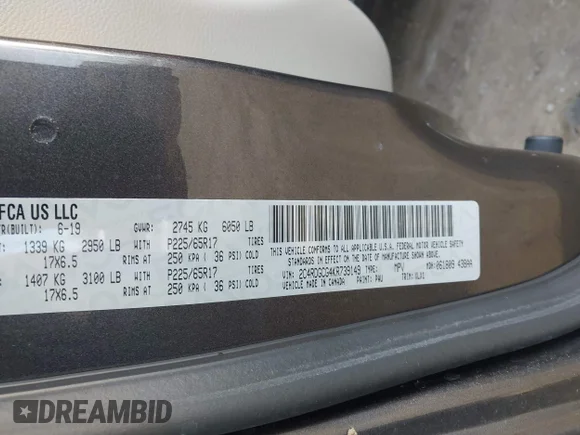 ✅ 2019 Dodge Grand Caravan SXT • VIN: 2C4RDGCG4KR739149 • Lot: 43920904. Wystawiony na IAAI z przebiegiem 63 844 mil. Bezpłatny archiwum sprzedaży aukcyjnych z USA i szczegółowy raport historii pojazdu na DreamBid. Zdjęcie 9.