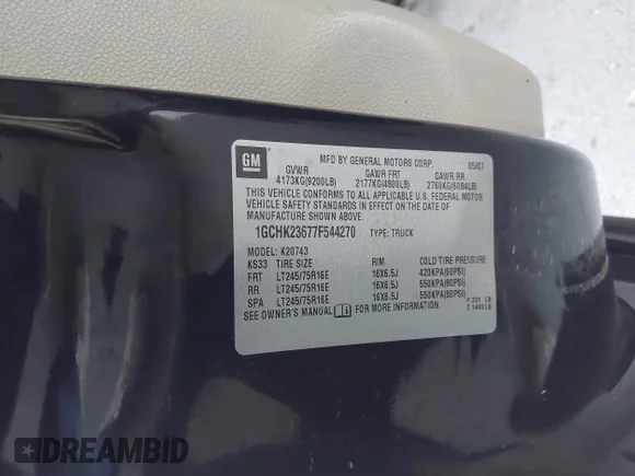 ✅ 2007 Chevrolet Silverado 2500HD 1LT • VIN: 1GCHK23677F544270 • Лот: 45352816. Опубликован ранее на IAAI с пробегом 142 203 миль. Бесплатный доступ к архиву аукционных продаж из США и подробный отчёт об истории автомобиля на DreamBid. Изображение 9.
