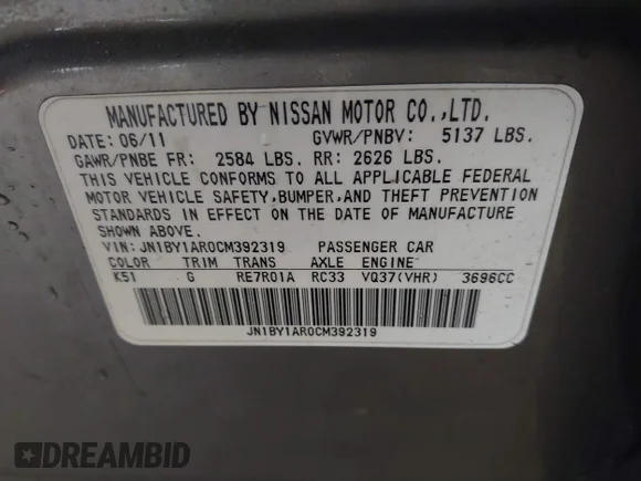 ✅ 2012 Infiniti M • VIN: JN1BY1AR0CM392319 • Лот: 44665584. Опубліковано раніше на IAAI з пробігом 175 530 миль. Безкоштовний доступ до архіву аукціонних продажів зі США та докладний звіт про історію автомобіля на DreamBid. Зображення 9.