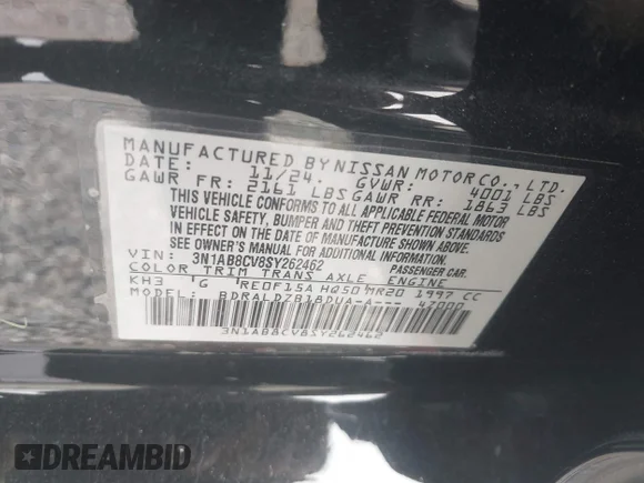✅ 2025 Nissan Sentra SV • VIN: 3N1AB8CV8SY262462 • Лот: 44500539. Опубликован ранее на IAAI с пробегом 42 663 миль. Бесплатный доступ к архиву аукционных продаж из США и подробный отчёт об истории автомобиля на DreamBid. Изображение 9.