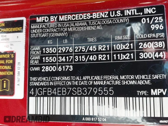 ✅ 2025 Mercedes-Benz GLE 350 • VIN: 4JGFB4EB7SB379555 • Лот: 44293575. Опубліковано раніше на IAAI з пробігом 4 531 миль. Безкоштовний доступ до архіву аукціонних продажів зі США та докладний звіт про історію автомобіля на DreamBid. Зображення 9.