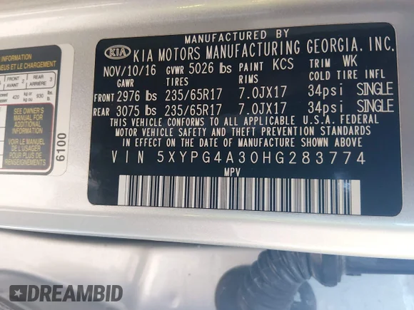 ✅ 2017 Kia Sorento LX • VIN: 5XYPG4A30HG283774 • Lot: 44390787. Wystawiony na IAAI z przebiegiem 101 403 mil. Bezpłatny archiwum sprzedaży aukcyjnych z USA i szczegółowy raport historii pojazdu na DreamBid. Zdjęcie 9.