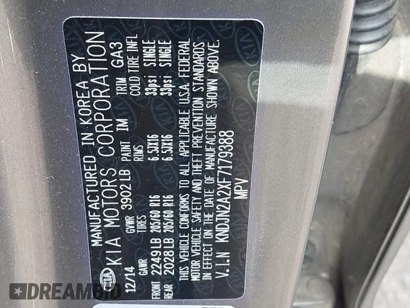 ✅ 2015 Kia Soul • VIN: KNDJN2A2XF7179388 • Lot: 43327180. Wystawiony na IAAI z przebiegiem 127 651 mil. Bezpłatny archiwum sprzedaży aukcyjnych z USA i szczegółowy raport historii pojazdu na DreamBid. Zdjęcie 9.