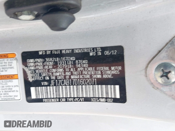 ✅ 2013 Subaru BRZ Premium • VIN: JF1ZCAB17D1602071 • Lot: 44540956. Wystawiony na IAAI z przebiegiem 132 726 mil. Bezpłatny archiwum sprzedaży aukcyjnych z USA i szczegółowy raport historii pojazdu na DreamBid. Zdjęcie 9.