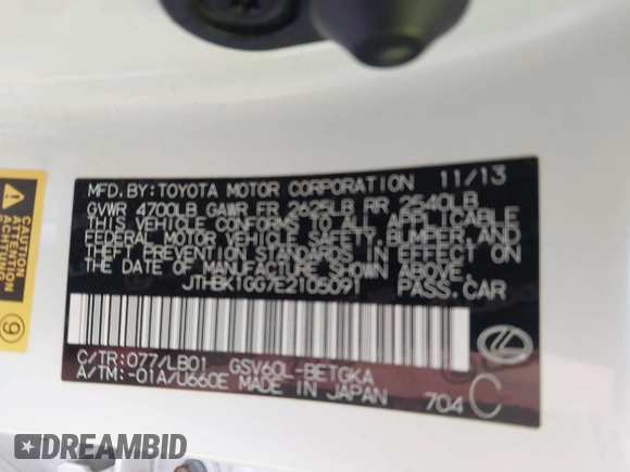 ✅ 2014 Lexus ES 330 • VIN: JTHBK1GG7E2105091 • Лот: 43294184. Опубликован ранее на IAAI с пробегом 22 901 миль. Бесплатный доступ к архиву аукционных продаж из США и подробный отчёт об истории автомобиля на DreamBid. Изображение 9.
