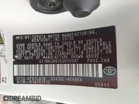 ✅ 2005 Toyota Avalon XLS • VIN: 4T1BK36B35U015097 • Lot: 44260045. Wystawiony na IAAI z przebiegiem Nie podano. Bezpłatny archiwum sprzedaży aukcyjnych z USA i szczegółowy raport historii pojazdu na DreamBid. Zdjęcie 9.