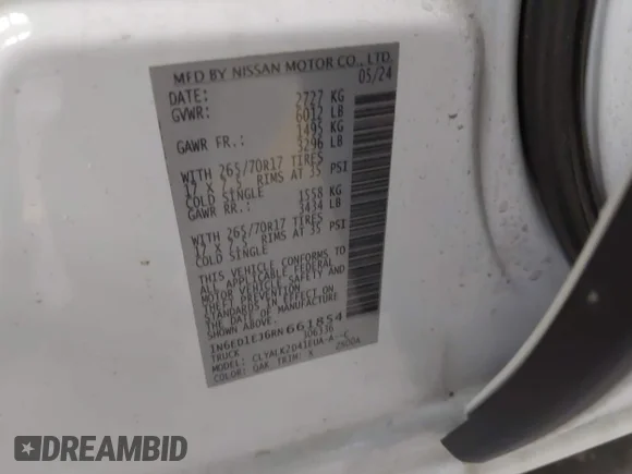 ✅ 2024 Nissan Frontier SV • VIN: 1N6ED1EJ6RN661854 • Lot: 43171494. Wystawiony na IAAI z przebiegiem 11 818 mil. Bezpłatny archiwum sprzedaży aukcyjnych z USA i szczegółowy raport historii pojazdu na DreamBid. Zdjęcie 9.