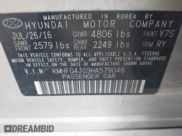✅ 2017 Hyundai Azera • VIN: KMHFG4JG9HA579046 • Lot: 40135653. Wystawiony na IAAI z przebiegiem Nie podano. Bezpłatny archiwum sprzedaży aukcyjnych z USA i szczegółowy raport historii pojazdu na DreamBid. Zdjęcie 9.