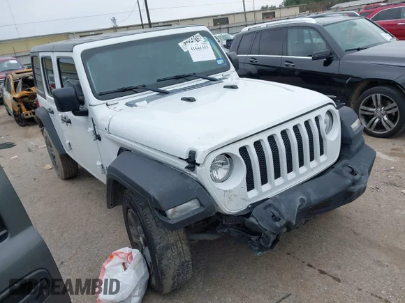 ✅ 2021 Jeep Wrangler Unlimited Sport S • VIN: 1C4HJXDN2MW625890 • Lot: 41641353. Listed on IAAI with 75,798 mi. Free auction sales archive from the USA and detailed vehicle history report at DreamBid. Image 1.