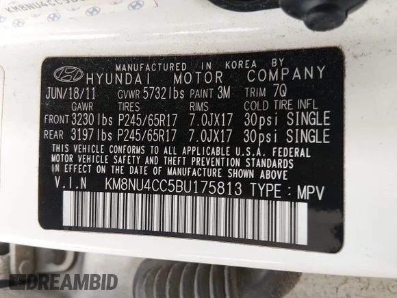 ✅ 2011 Hyundai Veracruz Limited • VIN: KM8NU4CC5BU175813 • Lot: 44877871. Wystawiony na IAAI z przebiegiem 189 869 mil. Bezpłatny archiwum sprzedaży aukcyjnych z USA i szczegółowy raport historii pojazdu na DreamBid. Zdjęcie 9.