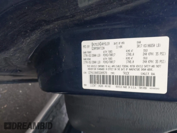 ✅ 2005 Dodge 1500 SLT • VIN: 1D7HU18N85S209579 • Lot: 43977253. Wystawiony na IAAI z przebiegiem 164 730 mil. Bezpłatny archiwum sprzedaży aukcyjnych z USA i szczegółowy raport historii pojazdu na DreamBid. Zdjęcie 9.