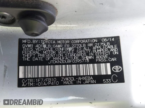 ✅ 2015 Toyota Prius Three • VIN: JTDKN3DU8F0395773 • Lot: 45127926. Wystawiony na IAAI z przebiegiem 290 197 mil. Bezpłatny archiwum sprzedaży aukcyjnych z USA i szczegółowy raport historii pojazdu na DreamBid. Zdjęcie 9.