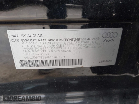 ✅ 2008 Audi A4 2.0T • VIN: WAUDF78E98A146179 • Lot: 42323536. Wystawiony na IAAI z przebiegiem 133 827 mil. Bezpłatny archiwum sprzedaży aukcyjnych z USA i szczegółowy raport historii pojazdu na DreamBid. Zdjęcie 9.