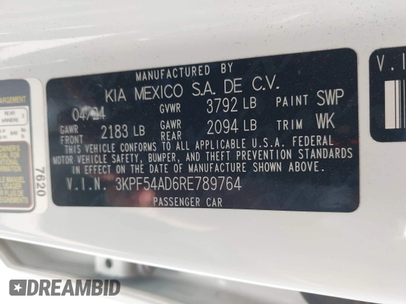 ✅ 2024 Kia Forte GT-Line • VIN: 3KPF54AD6RE789764 • Lot: 43711837. Wystawiony na IAAI z przebiegiem Nie podano. Bezpłatny archiwum sprzedaży aukcyjnych z USA i szczegółowy raport historii pojazdu na DreamBid. Zdjęcie 9.