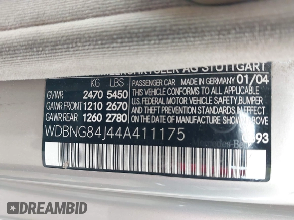 ✅ 2004 Mercedes-Benz S 500 • VIN: WDBNG84J44A411175 • Lot: 44186439. Wystawiony na IAAI z przebiegiem 210 285 mil. Bezpłatny archiwum sprzedaży aukcyjnych z USA i szczegółowy raport historii pojazdu na DreamBid. Zdjęcie 9.