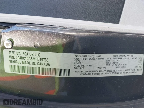 ✅ 2021 Chrysler Voyager LX • VIN: 2C4RC1CG5MR519733 • Lot: 43612073. Wystawiony na IAAI z przebiegiem 134 283 mil. Bezpłatny archiwum sprzedaży aukcyjnych z USA i szczegółowy raport historii pojazdu na DreamBid. Zdjęcie 9.