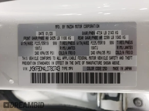 ✅ 2020 Mazda CX-5 Grand Touring • VIN: JM3KFBDM4L0780743 • Lot: 38180933. Wystawiony na Copart z przebiegiem 27 469 mil. Bezpłatny archiwum sprzedaży aukcyjnych z USA i szczegółowy raport historii pojazdu na DreamBid. Zdjęcie 13.