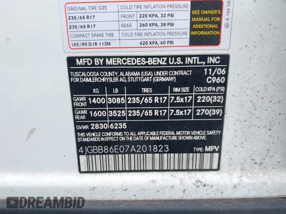 ✅ 2007 Mercedes-Benz M 350 • VIN: 4JGBB86E07A201823 • Lot: 44870579. Wystawiony na IAAI z przebiegiem 75 900 mil. Bezpłatny archiwum sprzedaży aukcyjnych z USA i szczegółowy raport historii pojazdu na DreamBid. Zdjęcie 9.