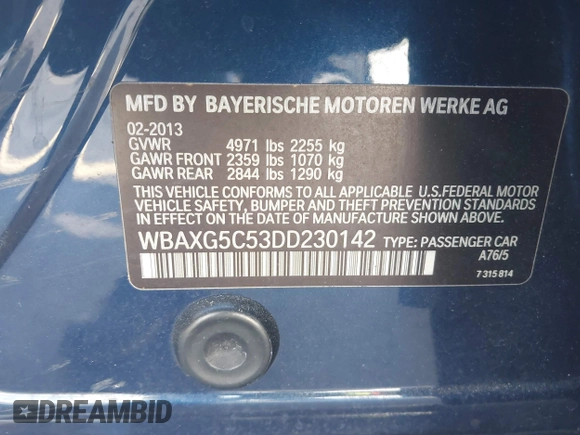 ✅ 2013 BMW 5 Series 528i • VIN: WBAXG5C53DD230142 • Lot: 43556915. Wystawiony na IAAI z przebiegiem 94 466 mil. Bezpłatny archiwum sprzedaży aukcyjnych z USA i szczegółowy raport historii pojazdu na DreamBid. Zdjęcie 9.