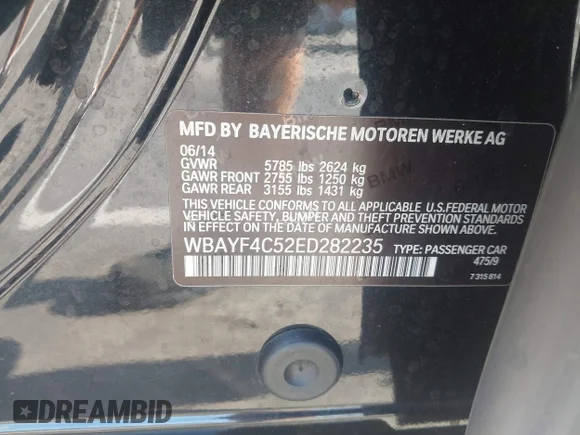✅ 2014 BMW 7 Series 740Li xDrive • VIN: WBAYF4C52ED282235 • Lot: 43212591. Wystawiony na IAAI z przebiegiem 44 697 mil. Bezpłatny archiwum sprzedaży aukcyjnych z USA i szczegółowy raport historii pojazdu na DreamBid. Zdjęcie 9.