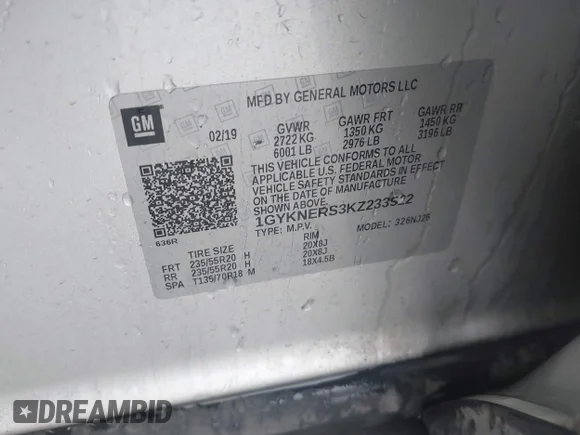 ✅ 2019 Cadillac XT5 Premium Luxury FWD • VIN: 1GYKNERS3KZ233522 • Lot: 44220465. Wystawiony na IAAI z przebiegiem 142 998 mil. Bezpłatny archiwum sprzedaży aukcyjnych z USA i szczegółowy raport historii pojazdu na DreamBid. Zdjęcie 9.