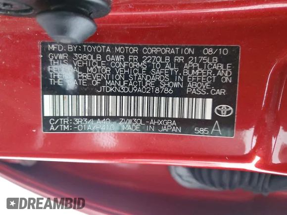 ✅ 2010 Toyota Prius III • VIN: JTDKN3DU9A0218786 • Lot: 99468345. Wystawiony na Copart z przebiegiem 154 947 mil. Bezpłatny archiwum sprzedaży aukcyjnych z USA i szczegółowy raport historii pojazdu na DreamBid. Zdjęcie 13.