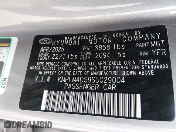 ✅ 2025 Hyundai Elantra SEL Sport • VIN: KMHLM4DG9SU029004 • Lot: 44817018. Wystawiony na IAAI z przebiegiem 4 590 mil. Bezpłatny archiwum sprzedaży aukcyjnych z USA i szczegółowy raport historii pojazdu na DreamBid. Zdjęcie 9.