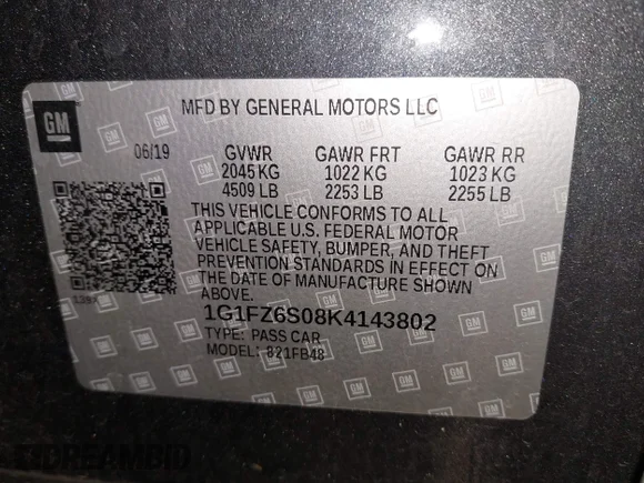 ✅ 2019 Chevrolet Bolt EV Premier • VIN: 1G1FZ6S08K4143802 • Лот: 43740840. Опубліковано раніше на IAAI з пробігом 40 137 миль. Безкоштовний доступ до архіву аукціонних продажів зі США та докладний звіт про історію автомобіля на DreamBid. Зображення 9.