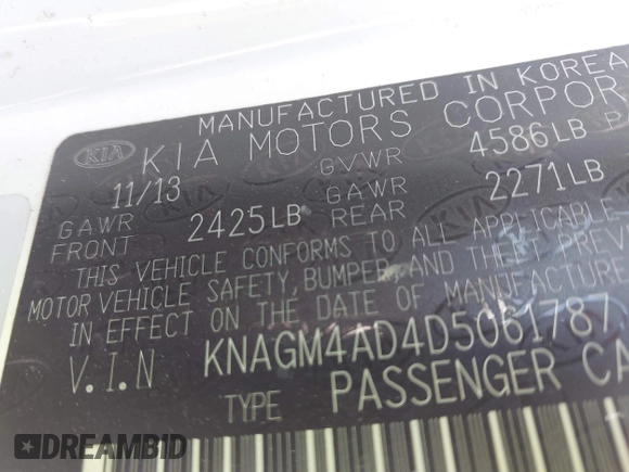 ✅ 2013 Kia Optima EX • VIN: KNAGM4AD4D5061787 • Lot: 44328589. Wystawiony na IAAI z przebiegiem 184 373 mil. Bezpłatny archiwum sprzedaży aukcyjnych z USA i szczegółowy raport historii pojazdu na DreamBid. Zdjęcie 9.