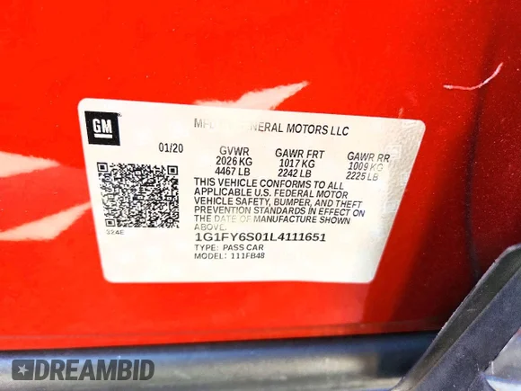 ✅ 2020 Chevrolet Bolt EV LT • VIN: 1G1FY6S01L4111651 • Lot: 60168176. Listed on Copart with 28,148 mi. Free auction sales archive from the USA and detailed vehicle history report at DreamBid. Image 12.