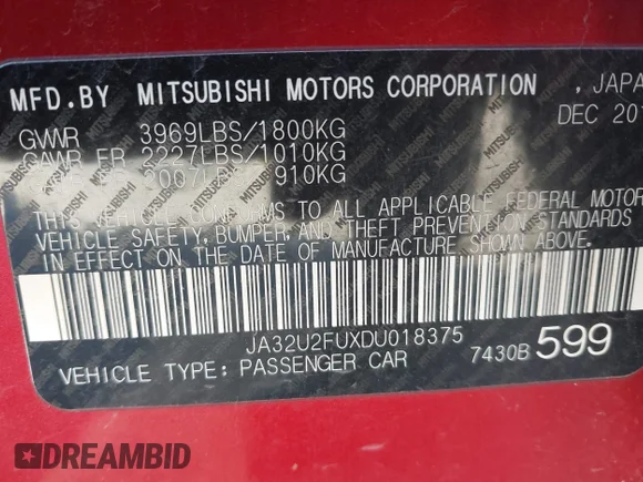 ✅ 2013 Mitsubishi Lancer ES • VIN: JA32U2FUXDU018375 • Lot: 41393237. Wystawiony na IAAI z przebiegiem 98 649 mil. Bezpłatny archiwum sprzedaży aukcyjnych z USA i szczegółowy raport historii pojazdu na DreamBid. Zdjęcie 9.