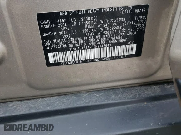 ✅ 2017 Subaru Outback Limited • VIN: 4S4BSANC3H3245649 • Lot: 36302943. Wystawiony na Copart z przebiegiem 74 248 mil. Bezpłatny archiwum sprzedaży aukcyjnych z USA i szczegółowy raport historii pojazdu na DreamBid. Zdjęcie 13.