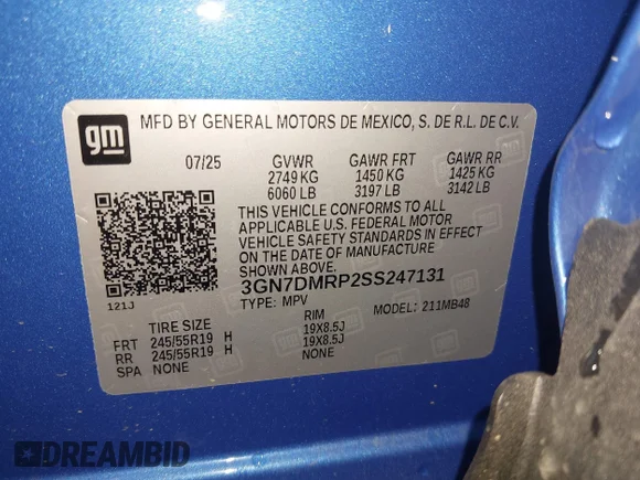 ✅ 2025 Chevrolet Equinox EV LT1 w/PCY • VIN: 3GN7DMRP2SS247131 • Lot: 43516196. Wystawiony na IAAI z przebiegiem 1 872 mil. Bezpłatny archiwum sprzedaży aukcyjnych z USA i szczegółowy raport historii pojazdu na DreamBid. Zdjęcie 9.