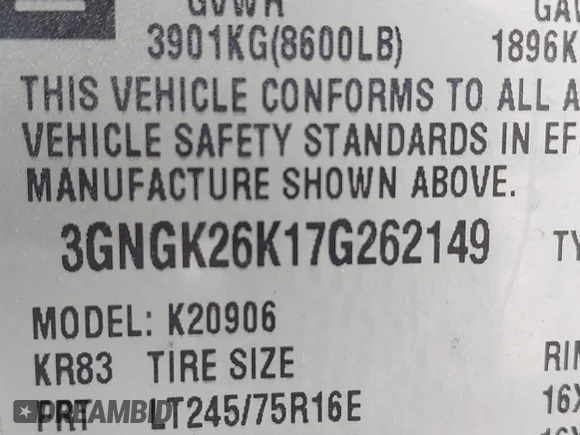 ✅ 2007 Chevrolet Suburban LT • VIN: 3GNGK26K17G262149 • Лот: 45274059. Опубліковано раніше на IAAI з пробігом 223 806 миль. Безкоштовний доступ до архіву аукціонних продажів зі США та докладний звіт про історію автомобіля на DreamBid. Зображення 9.