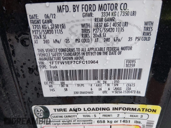 ✅ 2012 Ford F-150 XLT • VIN: 1FTFW1EF7CFC10964 • Lot: 45159146. Wystawiony na IAAI z przebiegiem 198 363 mil. Bezpłatny archiwum sprzedaży aukcyjnych z USA i szczegółowy raport historii pojazdu na DreamBid. Zdjęcie 9.