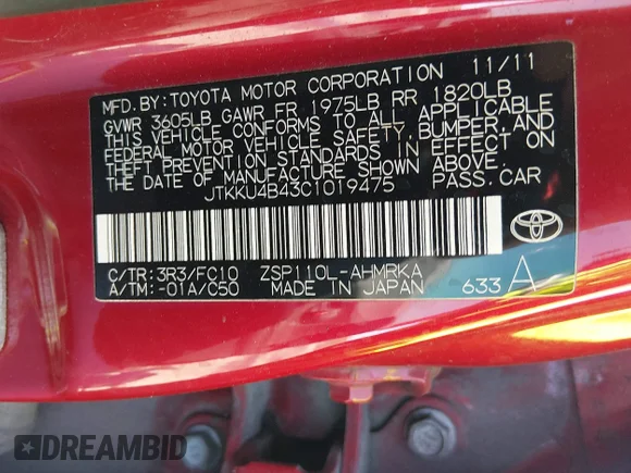 ✅ 2012 Scion xD • VIN: JTKKU4B43C1019475 • Лот: 44578044. Опубліковано раніше на IAAI з пробігом 366 101 миль. Безкоштовний доступ до архіву аукціонних продажів зі США та докладний звіт про історію автомобіля на DreamBid. Зображення 9.