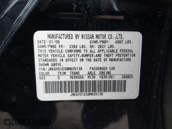 ✅ 2008 Infiniti M • VIN: JNKAY01E58M605139 • Lot: 43030772. Wystawiony na IAAI z przebiegiem 193 725 mil. Bezpłatny archiwum sprzedaży aukcyjnych z USA i szczegółowy raport historii pojazdu na DreamBid. Zdjęcie 9.