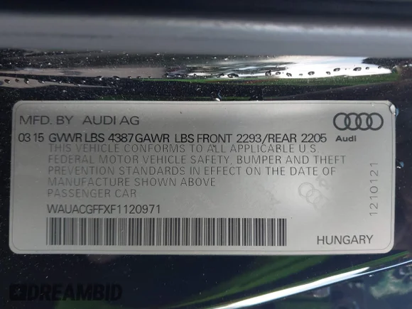 ✅ 2015 Audi A3 Premium • VIN: WAUACGFFXF1120971 • Lot: 42258024. Listed on IAAI with Not provided. Free auction sales archive from the USA and detailed vehicle history report at DreamBid. Image 9.