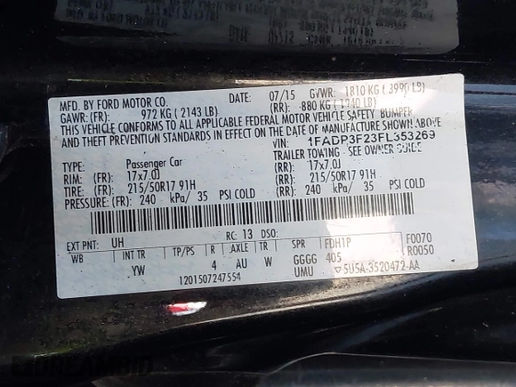 ✅ 2015 Ford Focus SE • VIN: 1FADP3F23FL353269 • Lot: 44686871. Wystawiony na IAAI z przebiegiem 129 605 mil. Bezpłatny archiwum sprzedaży aukcyjnych z USA i szczegółowy raport historii pojazdu na DreamBid. Zdjęcie 9.